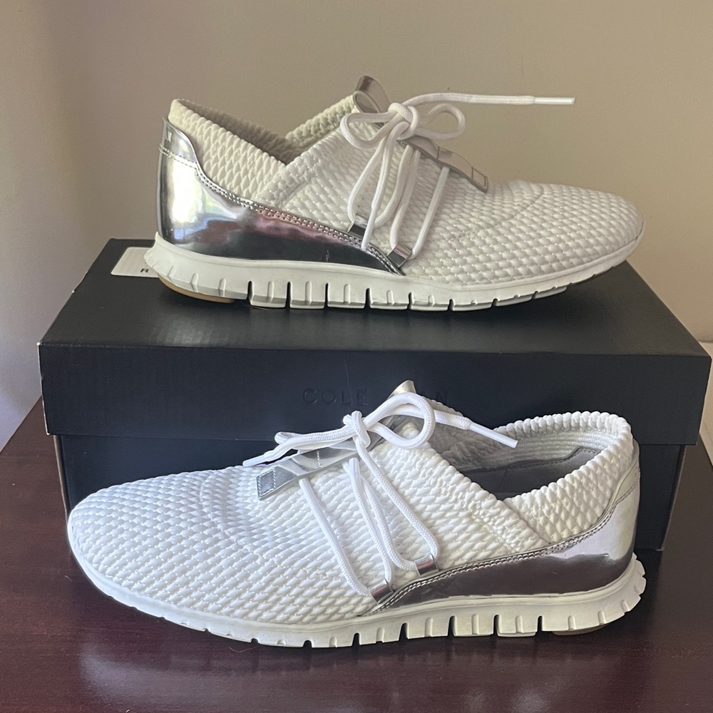 Cole Haan White Textured Sneakers
